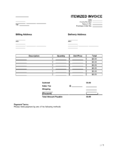 Simple Itemized Invoice Template
