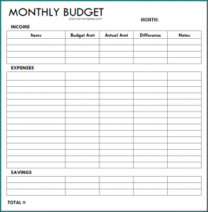 Simple Monthly Budget Template Sample