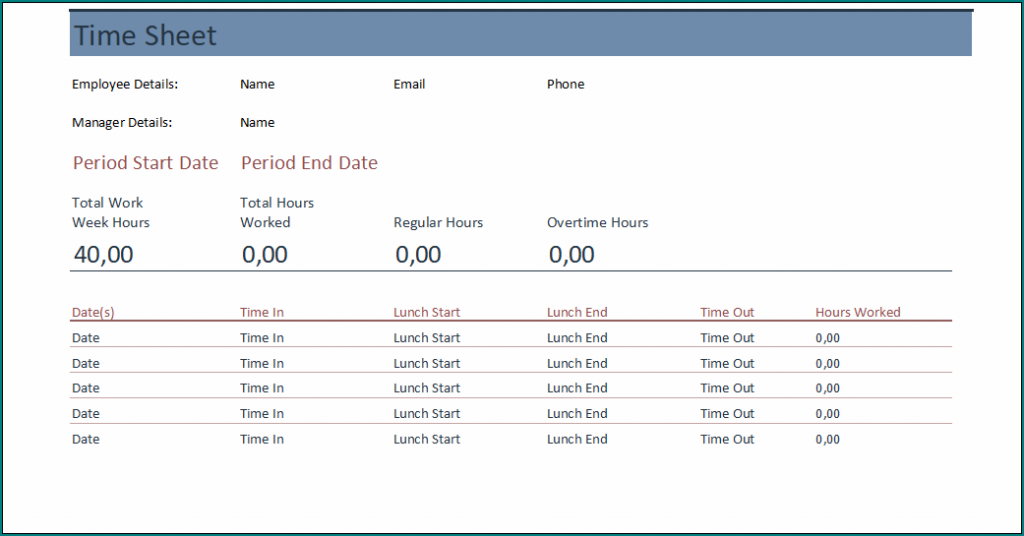 》Free Printable Simple Timesheet Template