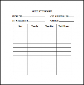 》Free Printable Simple Timesheet Template