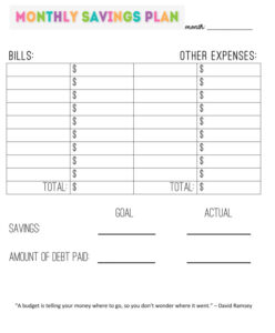 Spending And Savings Worksheet Template