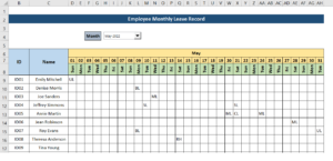 Staff Leave Register Template Sample