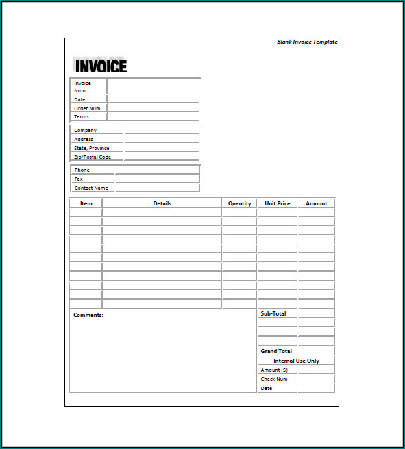 Standard Invoice Template Example