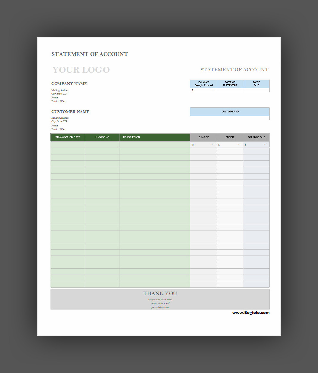 Statement of Account Template