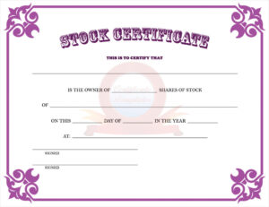 Stock Certificate Number Example