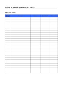 Stock Count Sheet Template Example