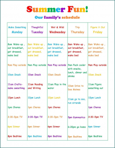 》Free Printable Summer Daily Schedule Template