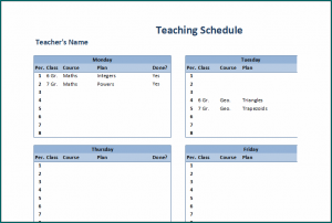 Teaching Schedule Template