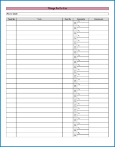 Things To Do List Template