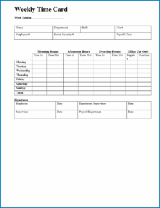 Time Card Template Example
