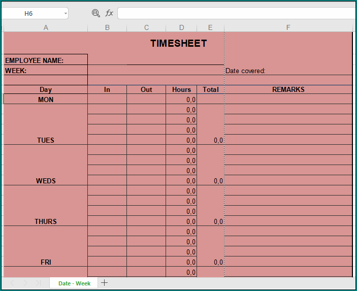 Timesheet Template Excel