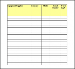 Tool Inventory Sheet Template Sample