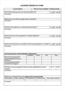 Training Feedback Form in Word