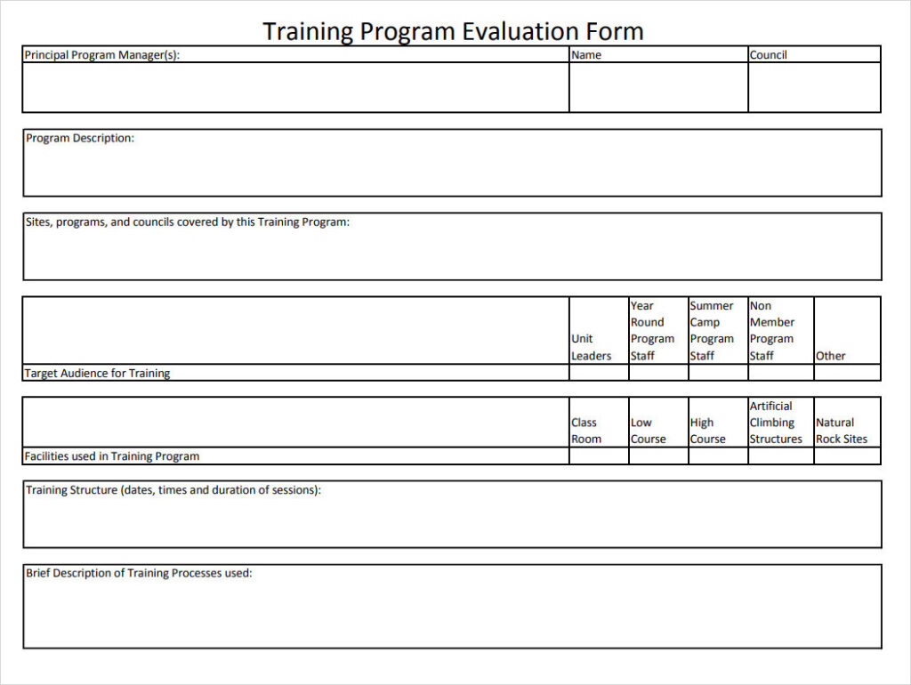 Training Program Evaluation Form | Bogiolo