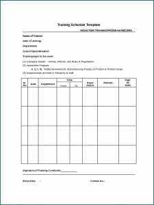 Training Schedule Template Sample