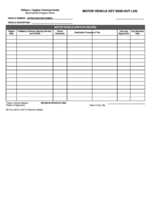Vehicle Sign out Sheet Template Example