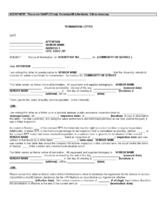 Vendor Termination Letter Template Sample