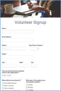 Volunteer Registration Form Example