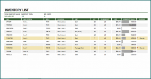》Free Printable Warehouse Inventory List Template
