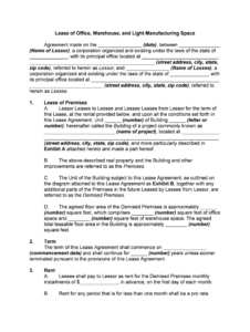 Warehouse Lease Agreement Template Example