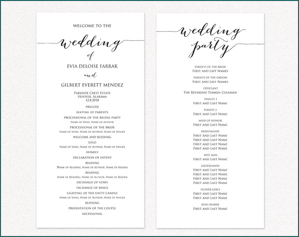  Free Printable Wedding Ceremony Program Template