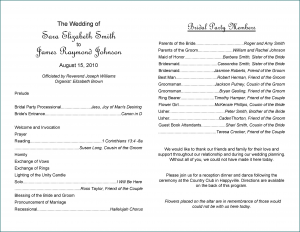 Wedding Reception Program Template Sample