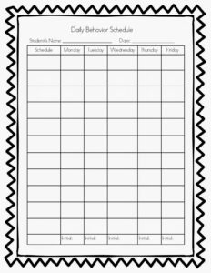 Weekly Behavior Chart Template Example