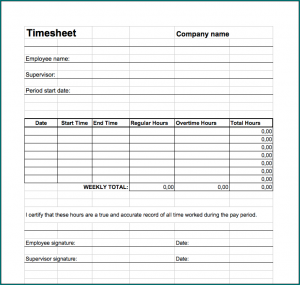 Weekly Employee Timesheet Template Example
