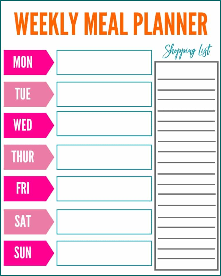 Weekly Meal Planner Template Example