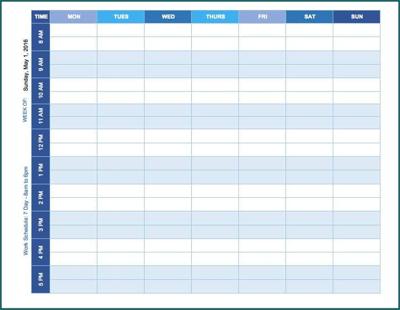 Weekly Schedule Template Excel Sample