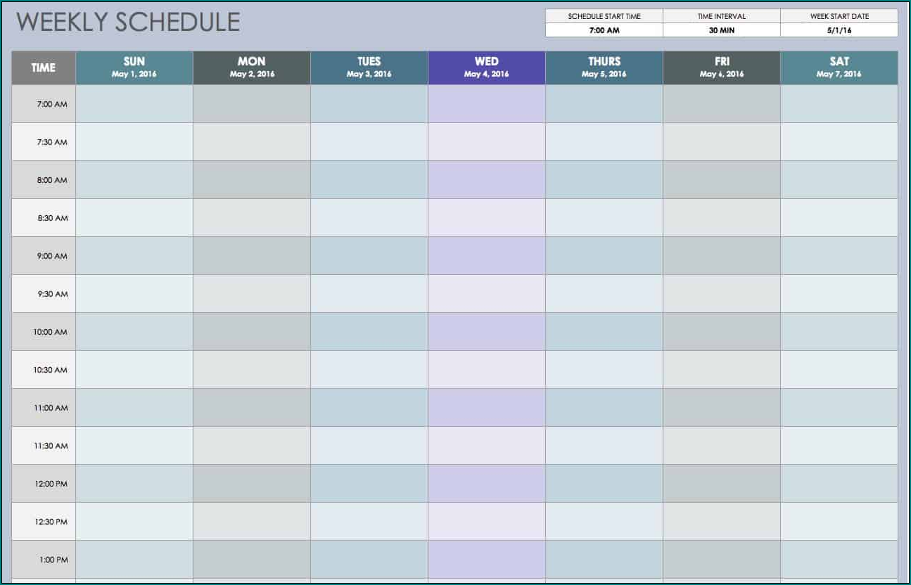 Weekly Schedule Template Word Example | Bogiolo
