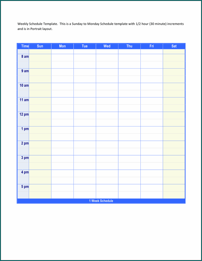 Weekly Schedule Template Word Example