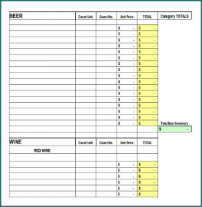 Wine Collection Inventory Template Example
