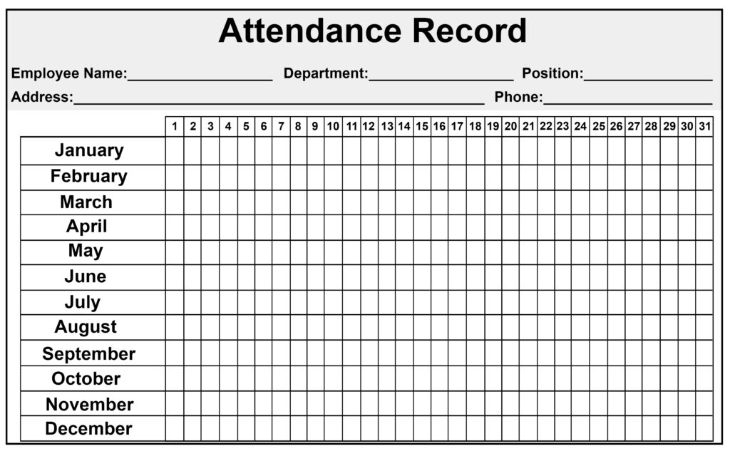 》Free Printable Attendance Sheet Template
