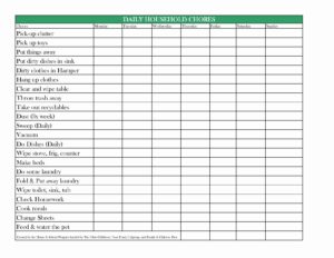 chore chart template for adults