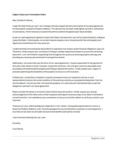 》Early Lease Termination Letter Template (Editable)