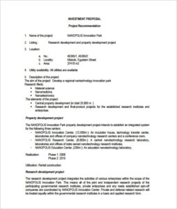 free investment proposal template word