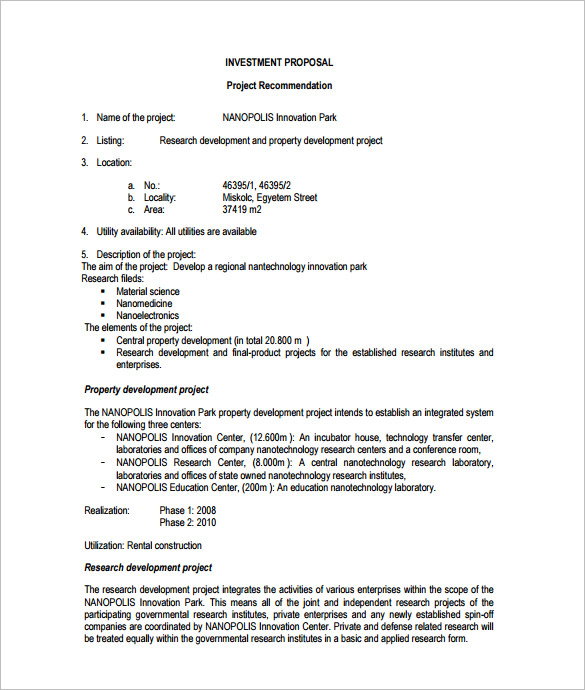 free investment proposal template word