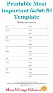 free printable contact list form