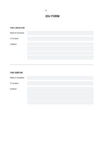 free printable iou