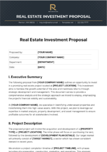 investment proposal sample