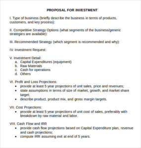 investment proposal template word