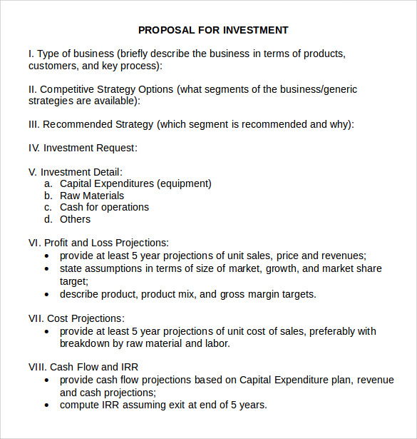 investment proposal template word
