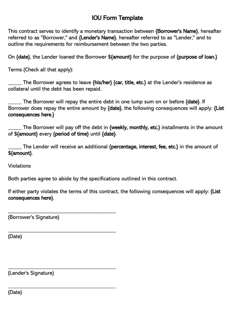 iou templates free download