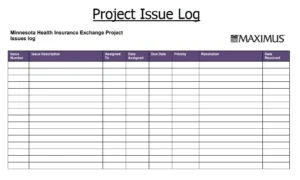 issue log template free download