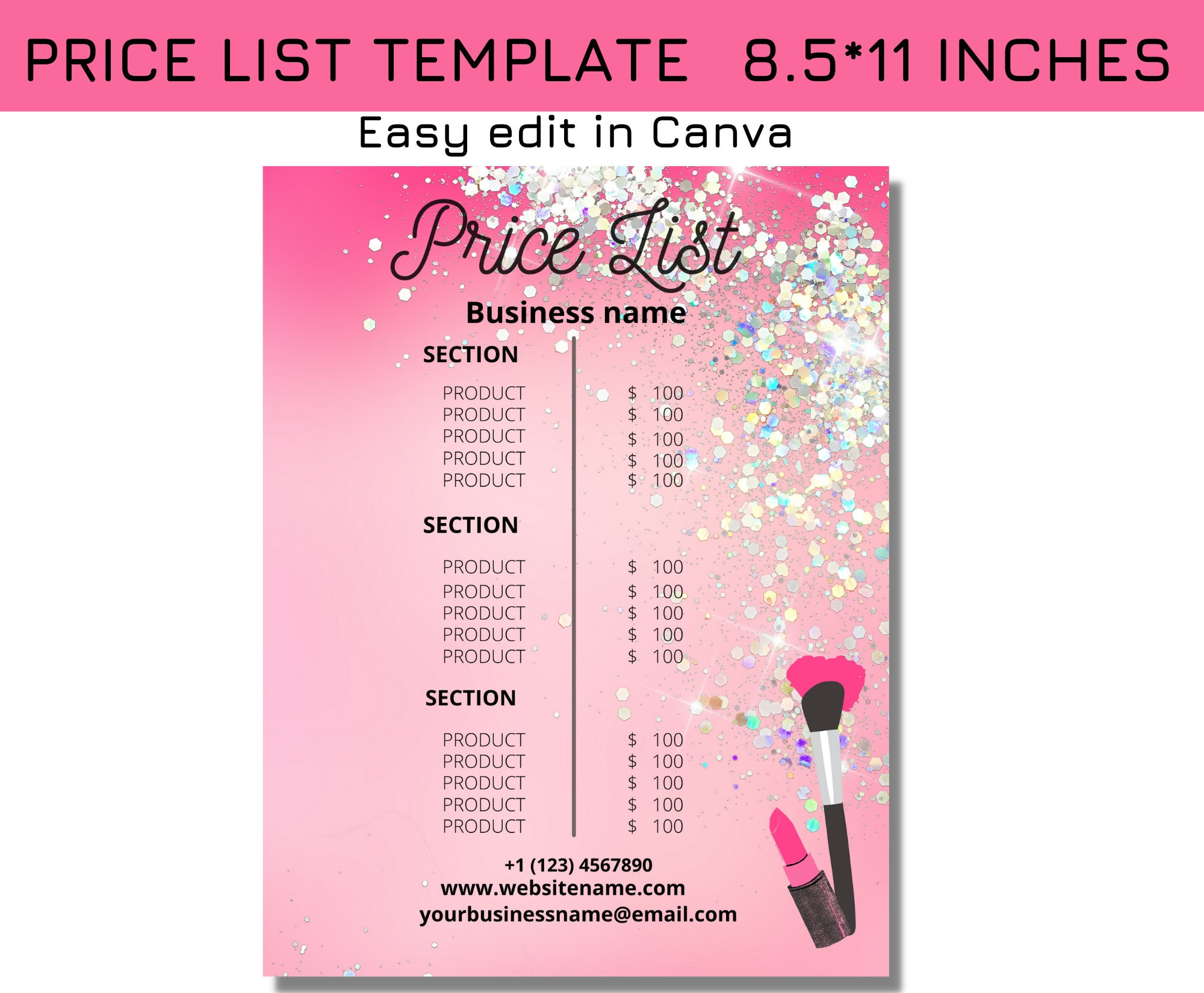 Printable Makeup Price List Template Printable Makeup Price List Template
