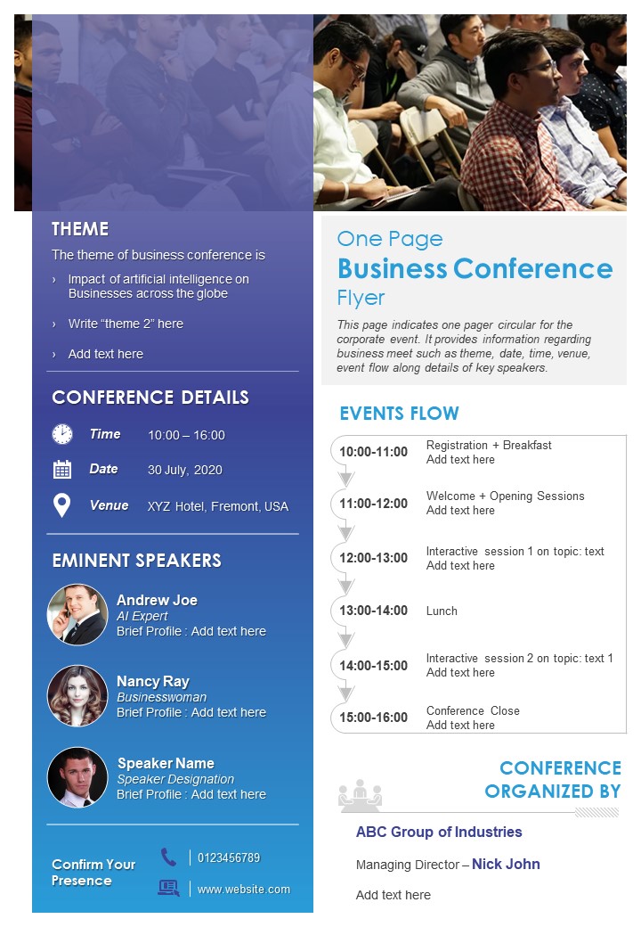 one day conference schedule