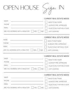open house forms printable