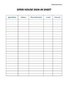 open house sheets for realtors