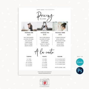 photography pricing template free pdf